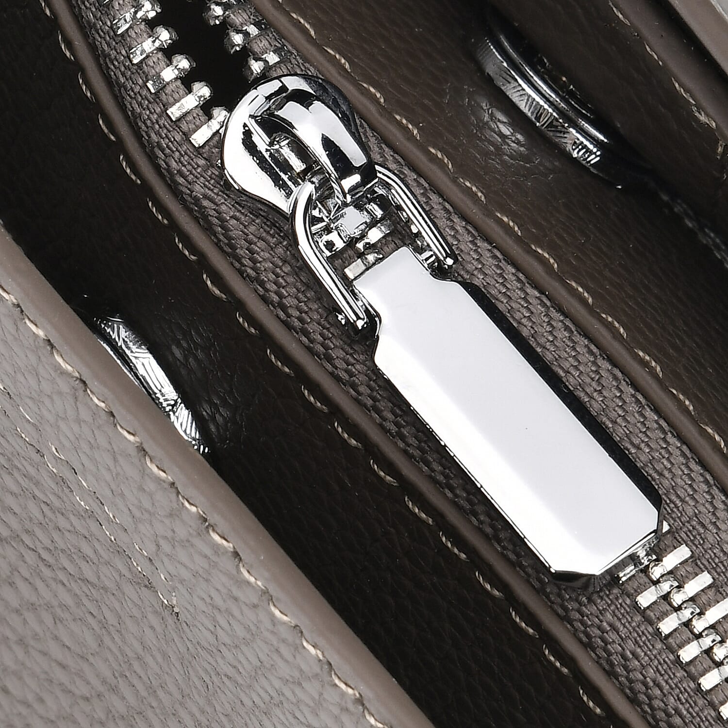 Genuine Leather Patterned Crossbody Bag (Size 34x12x22 cm) - Grey & Black