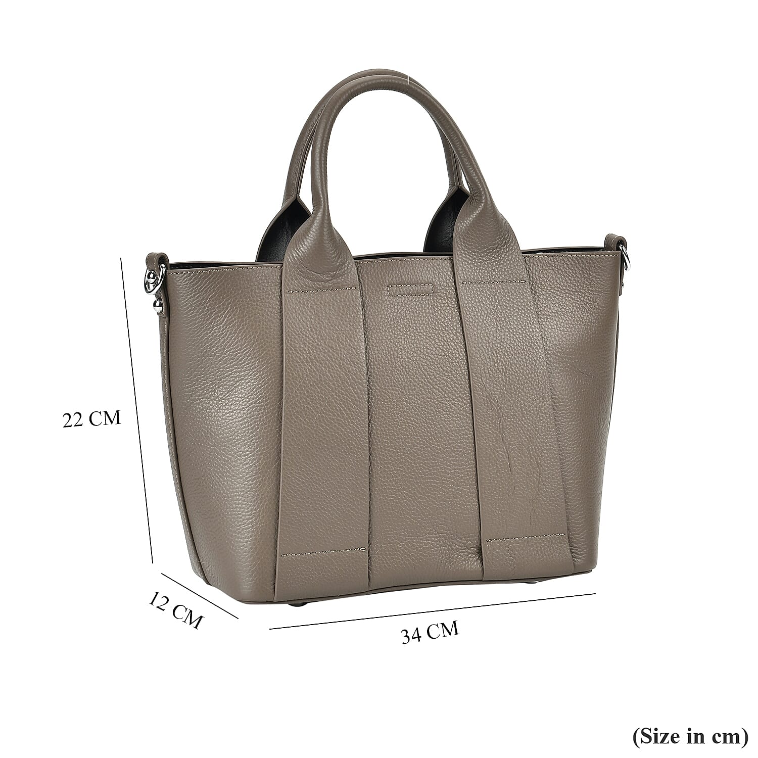 Genuine Leather Patterned Crossbody Bag (Size 34x12x22 cm) - Grey & Black