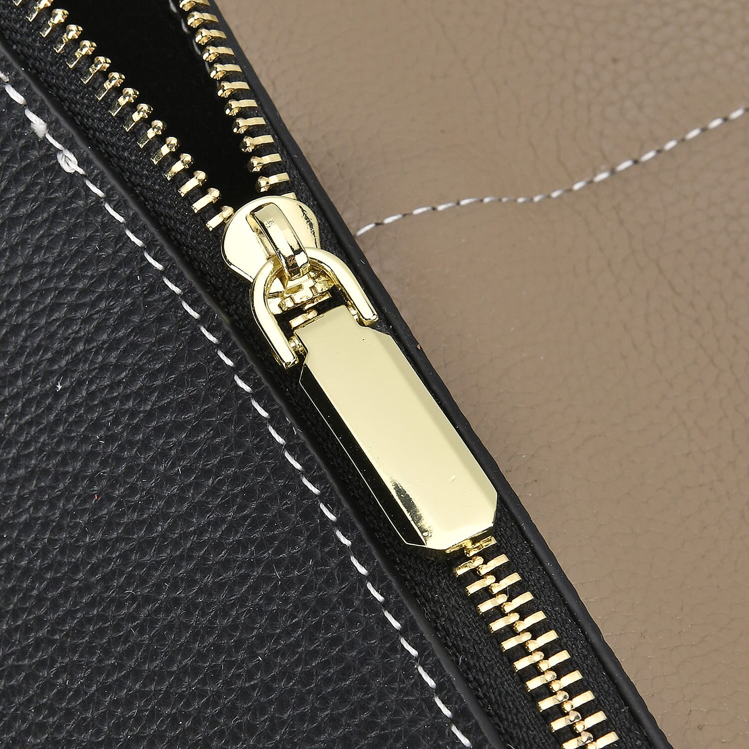 Genuine Leather Solid Crossbody Bag with Long Shoulder Strap - Black - Khaki