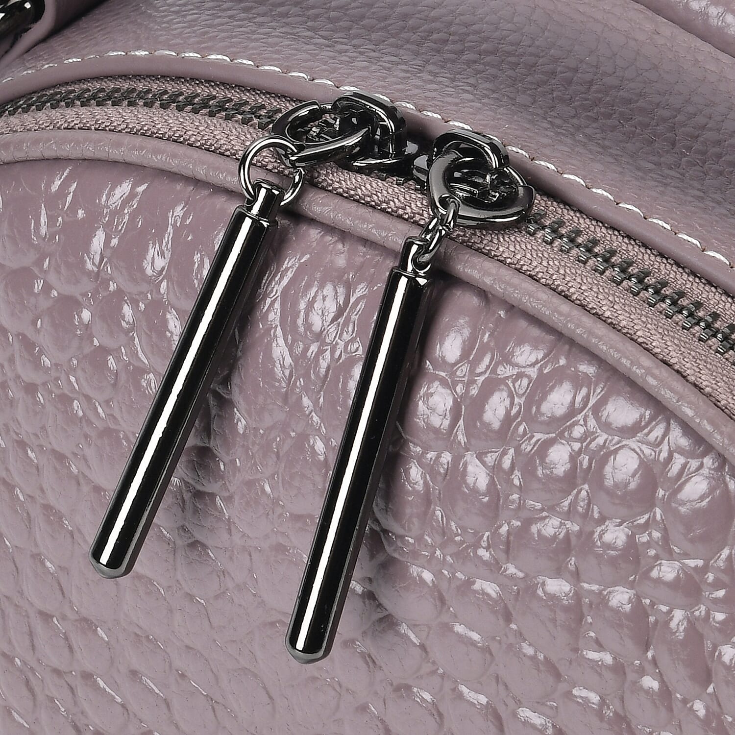 Genuine Leather Circle Crossbody Bag (Size 24x9x17 cm) - Pink