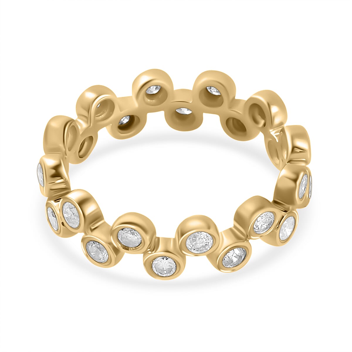 Designer Inspired - 9K Yellow Gold White Diamond Bubble Band Ring 1.00 Ct