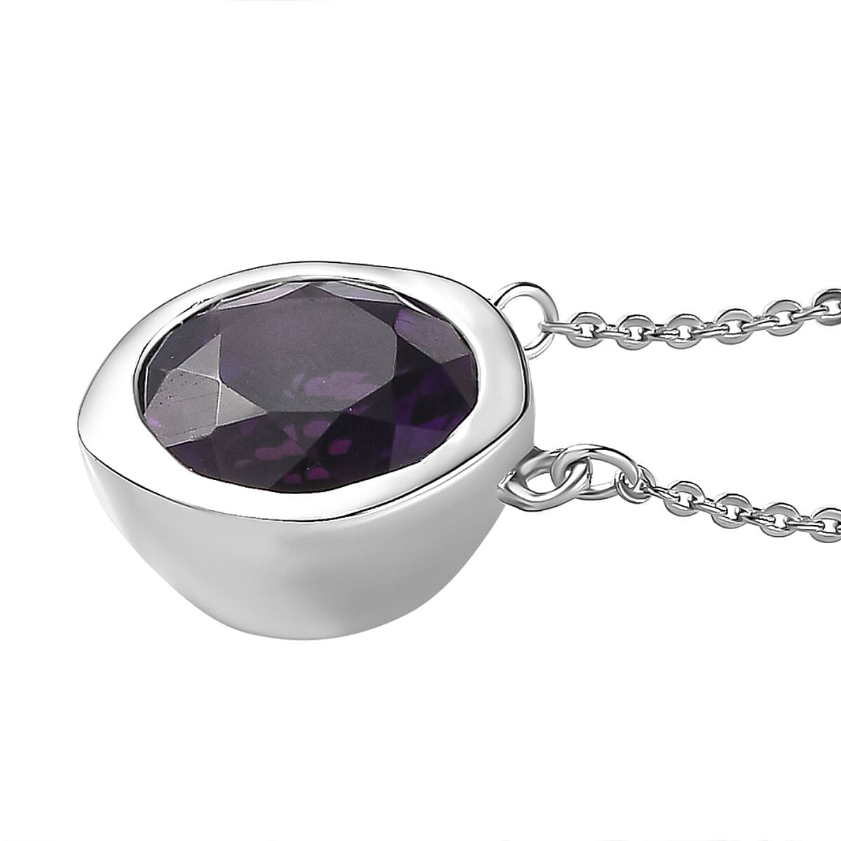 AAA Amethyst Solitaire Necklace (Size - 20) in Platinum Overlay Sterling Silver 3.21 Ct
