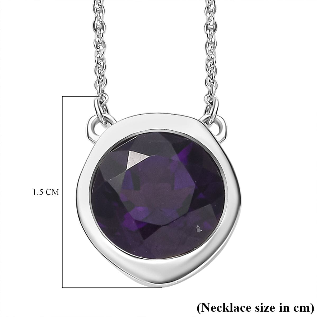 AAA Amethyst Solitaire Necklace (Size - 20) in Platinum Overlay Sterling Silver 3.21 Ct