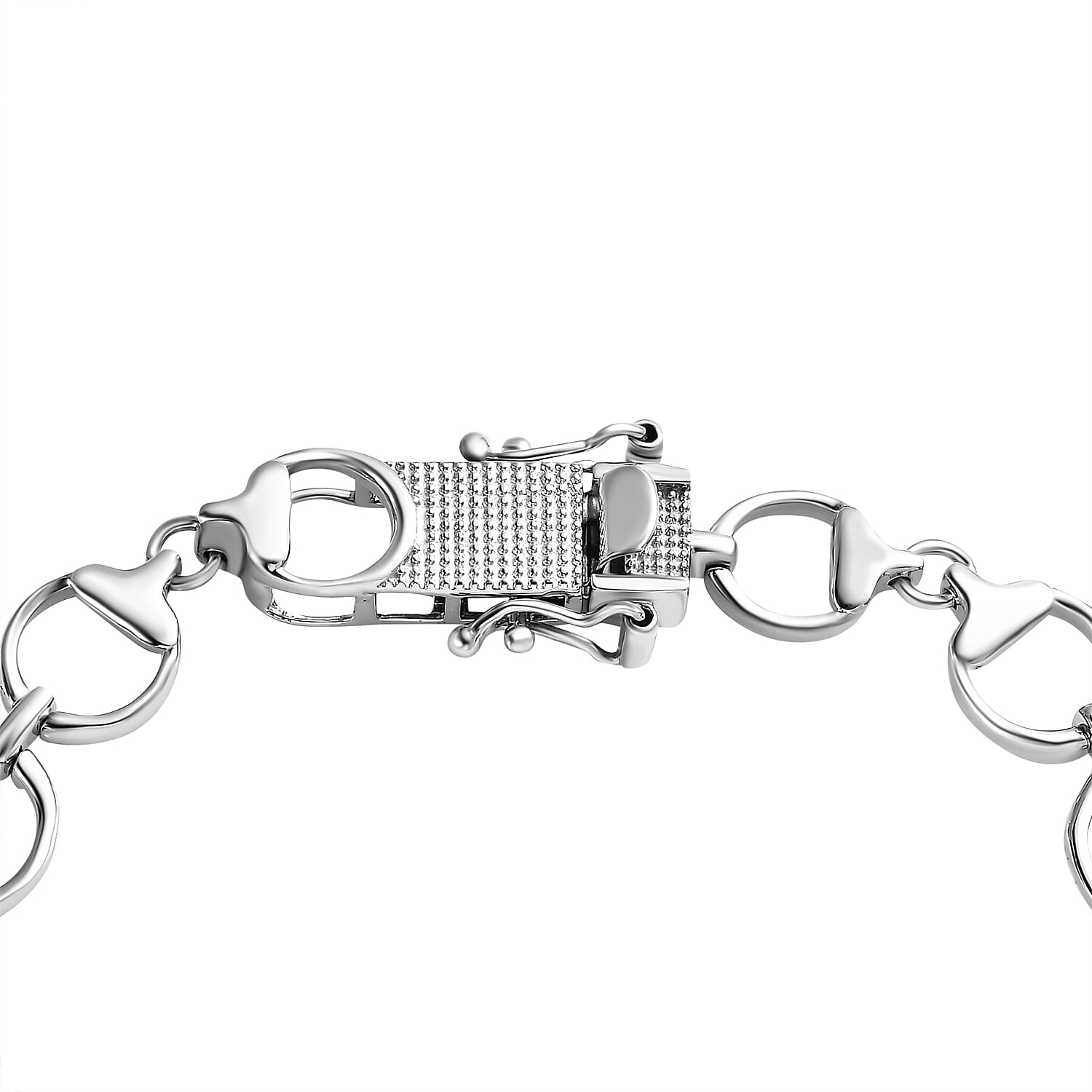 Designer Inspired - Platinum Overlay Sterling Silver Snaffle Bracelet (Size - 7.5)