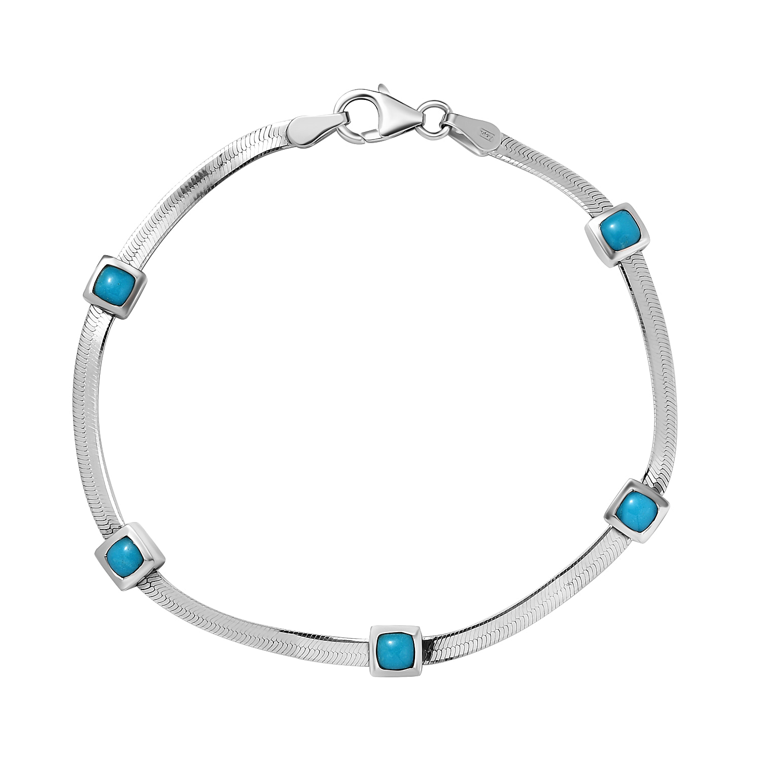 Arizona Sleeping Beauty Turquoise Bracelet (Size - 7.5) in Platinum Overlay Sterling Silver 1.80 Ct