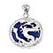 Royal Bali Collection - Blue Jade Dragon Pendant in Sterling Silver 55.00 Ct