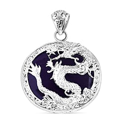 Royal Bali Collection - Green Jade Dragon Pendant in Sterling Silver 55.00 Ct