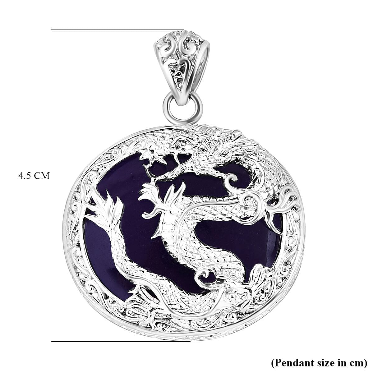 Royal Bali Collection - Purple Jade Dragon Pendant in Sterling Silver 55.00 Ct