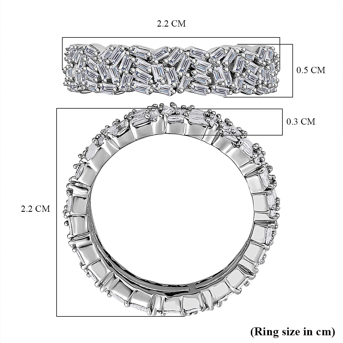 Designer Inspired - Diamond Fire Cracker Band Ring in Platinum Overlay Sterling Silver 1.05 Ct