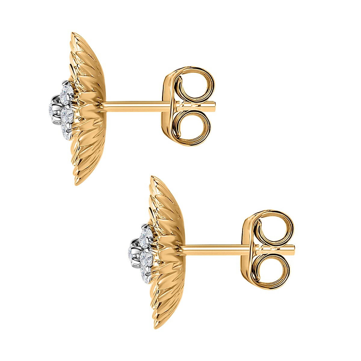 Diamond Stud Earrings in 18K Vermeil Yellow Gold Plated Sterling Silver