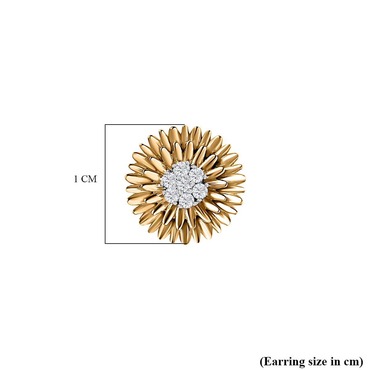 Diamond Stud Earrings in 18K Vermeil Yellow Gold Plated Sterling Silver
