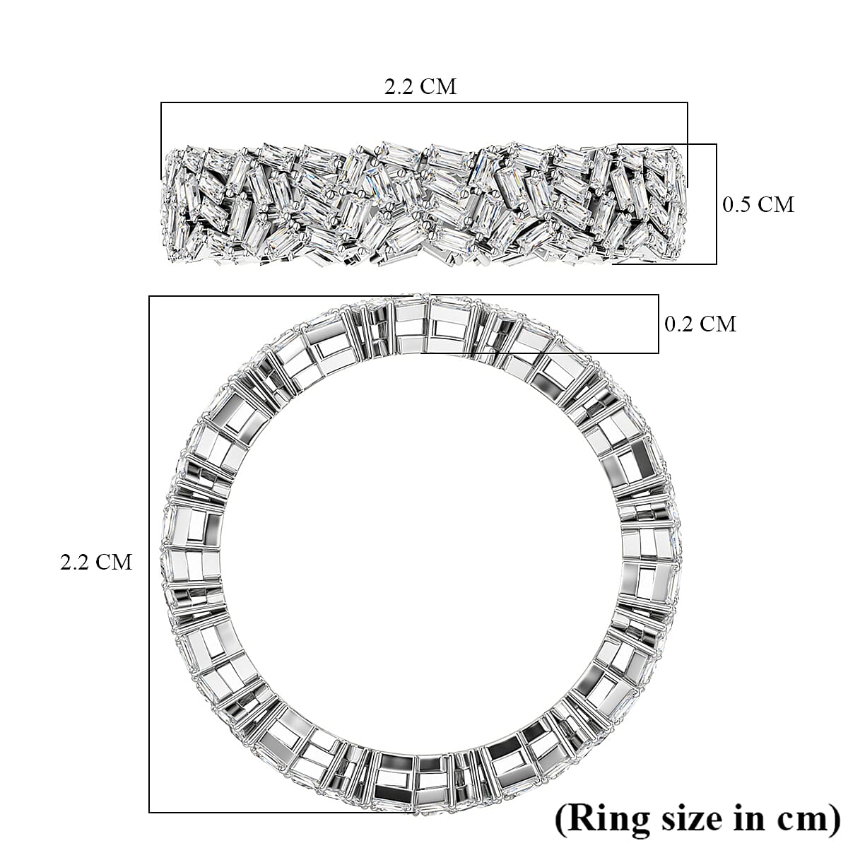Designer Inspired - Diamond Fire Cracker Band Ring in Platinum Overlay Sterling Silver 1.05 Ct
