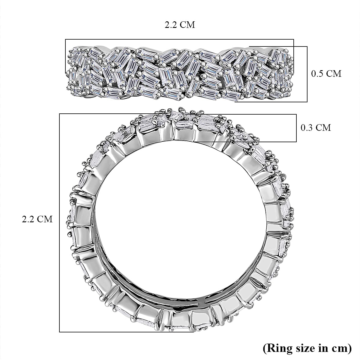 Designer Inspired - Diamond Fire Cracker Band Ring in Platinum Overlay Sterling Silver 1.05 Ct Designer Inspired - Diamond Fire Cracker Band Ring in Platinum Overlay Sterling Silver 1.05 Ct