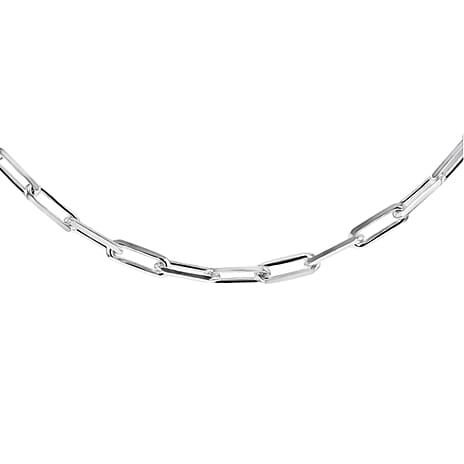 Vicenza Closeout Deal -Sterling Silver Small Faceted Paperclip Chain (Size - 18), Silver Wt. 8.02  Gms