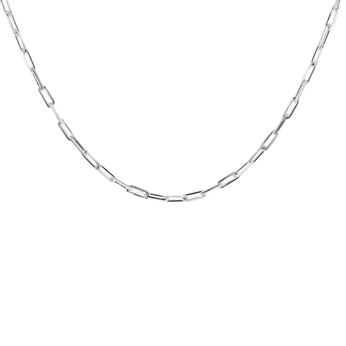 Vicenza Closeout Deal -Sterling Silver Small Faceted Paperclip Chain (Size - 18), Silver Wt. 8.02  Gms