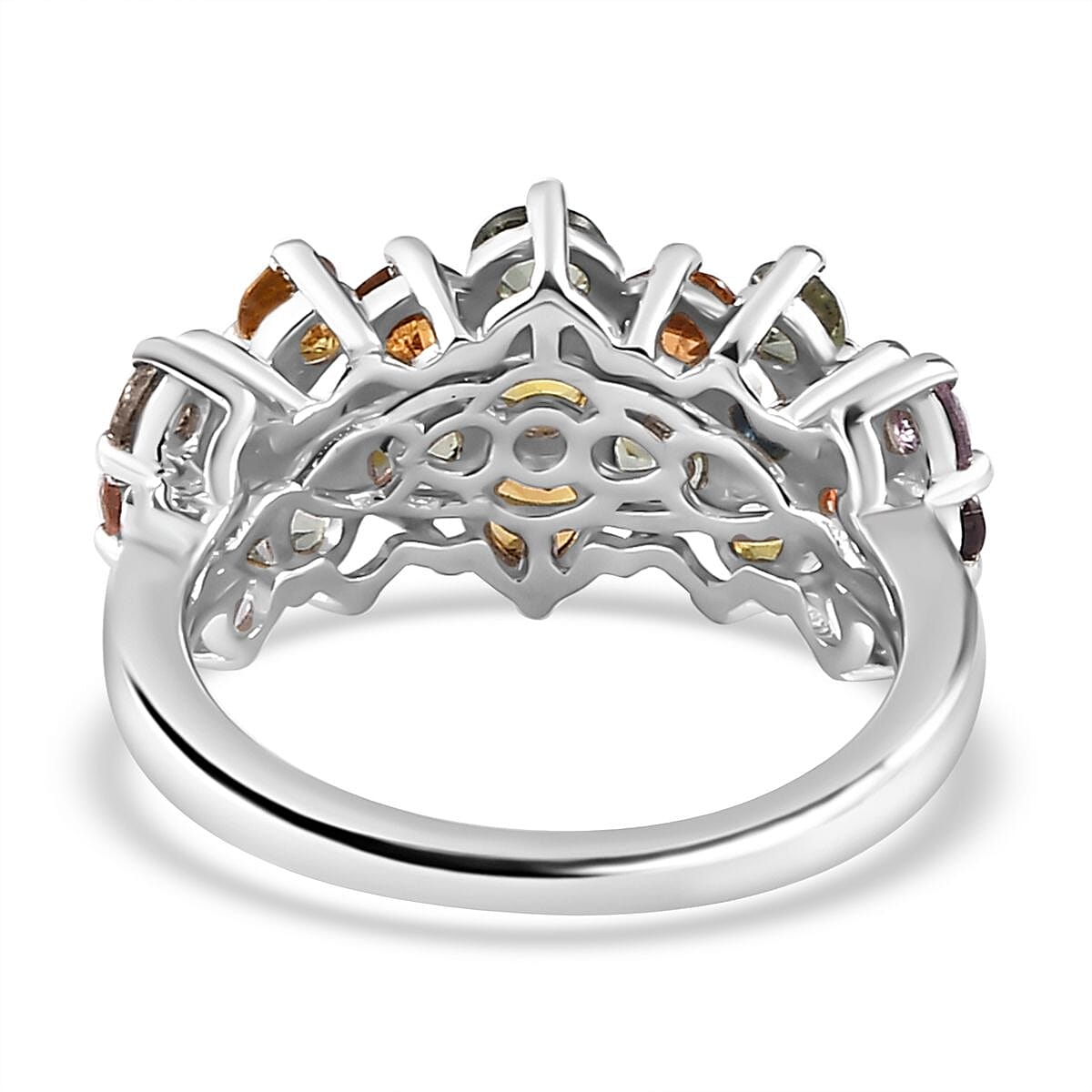 Multi Sapphire Ring in Platinum Overlay Sterling Silver 3.00 Ct. Multi Sapphire Ring in Platinum Overlay Sterling Silver 3.00 Ct.