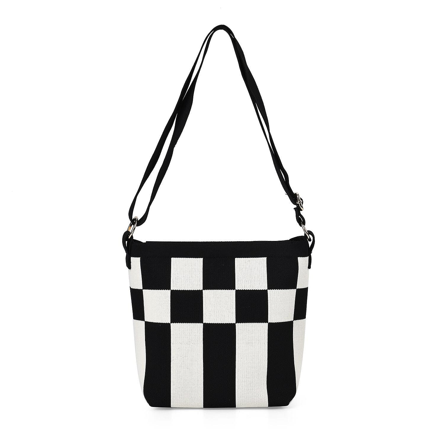 Patterned Crossbody Bag with Shoulder Strap (Size 20.5x11x23 cm) - Black & White