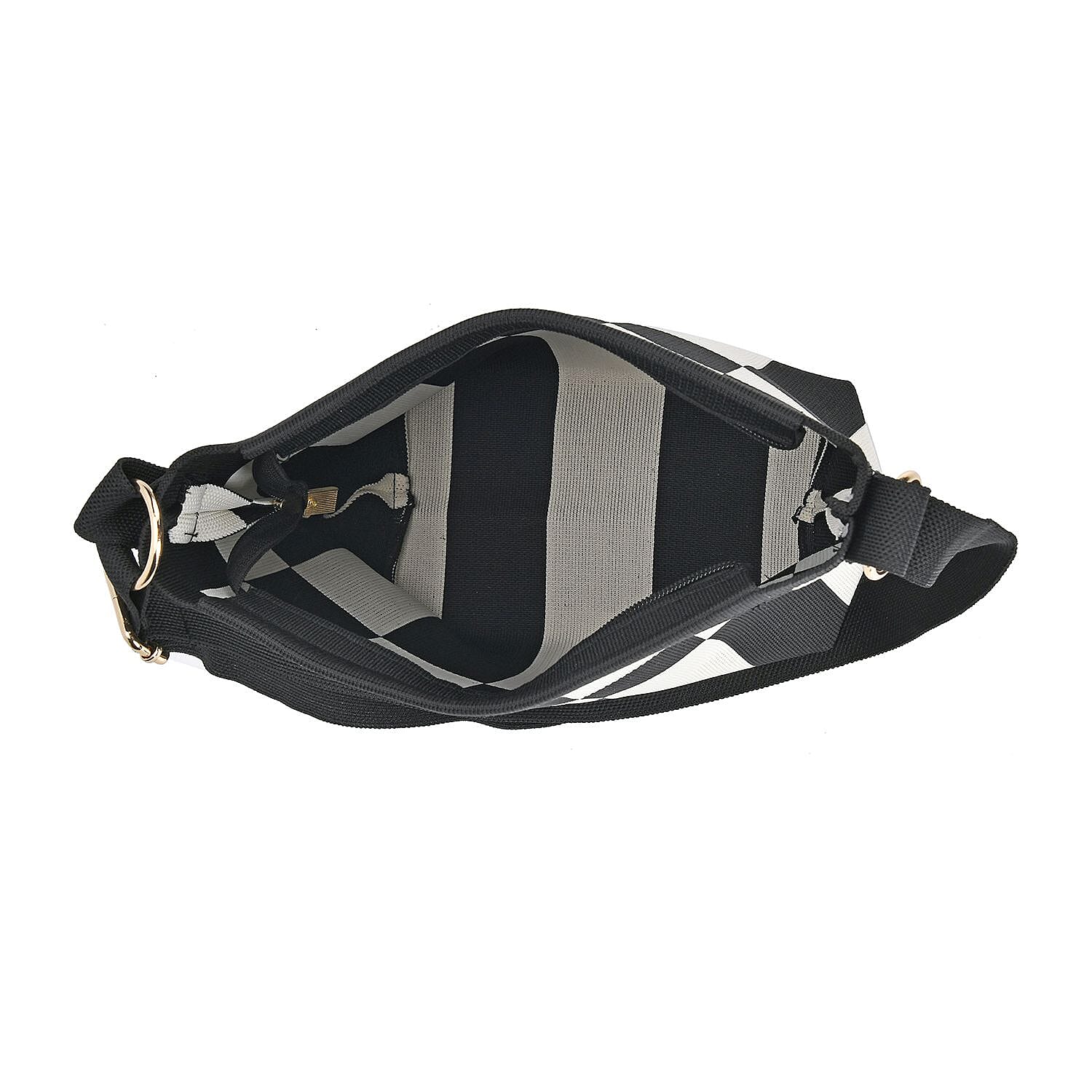 Check Pattern Crossbody Bag with Shoulder Strap - Black & White