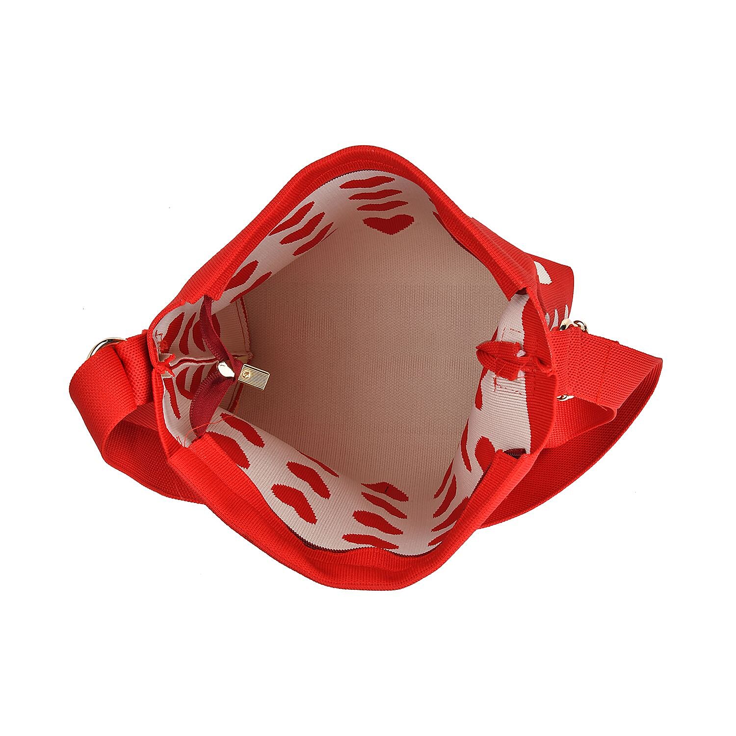 Heart Pattern Crossbody Bag with Shoulder Strap (120cm) - Red & White