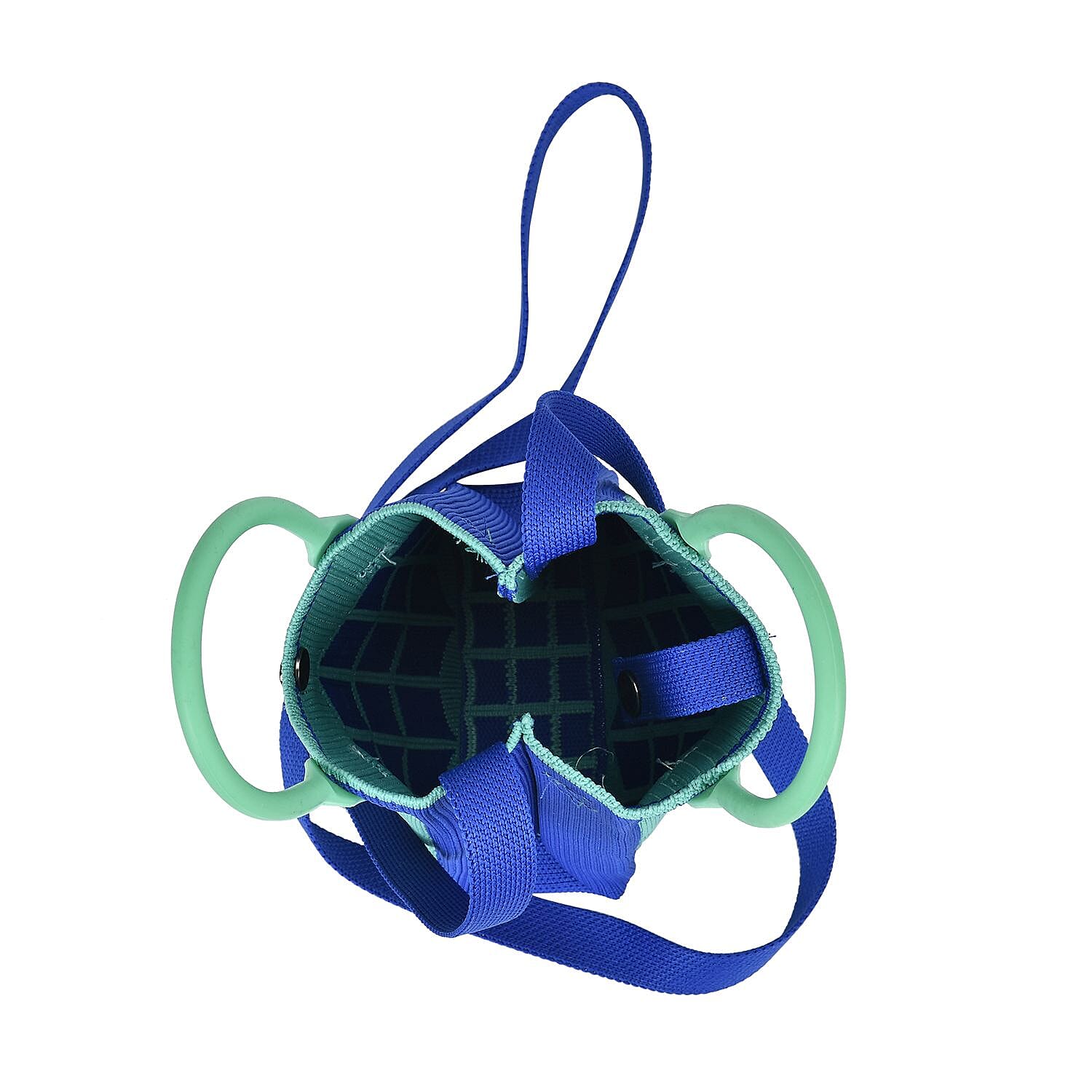  Wheat Patterned Crossbody Bag with Handle Drop - Blue & Green