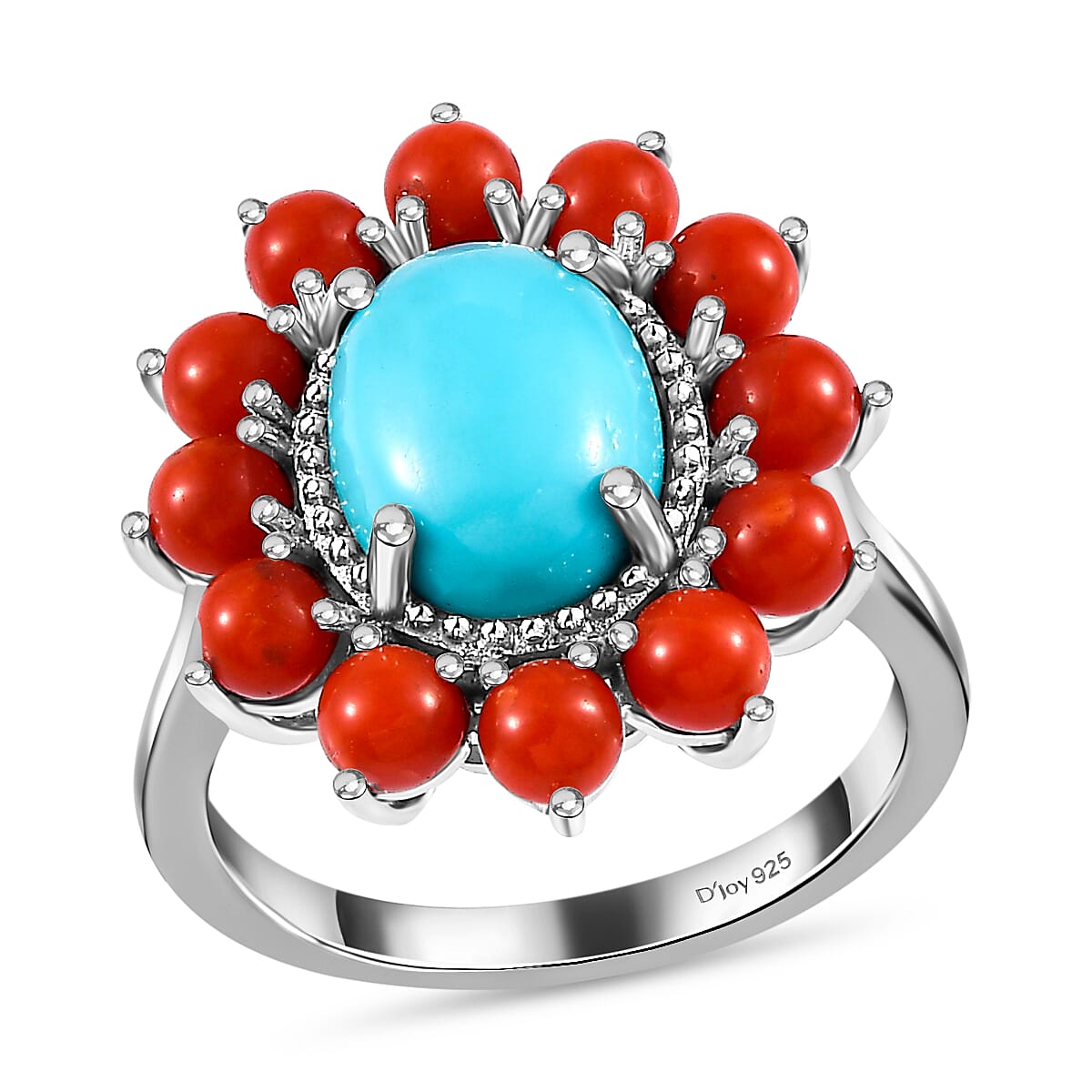 Turquoise sale coral ring