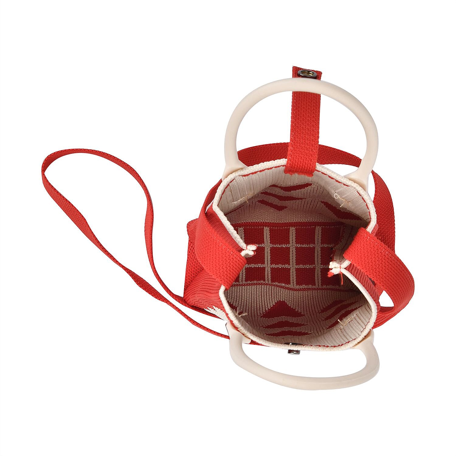 Heart Pattern Crossbody Bag with Handle Drop (Size 11.5x5x16 cm) - Red & White