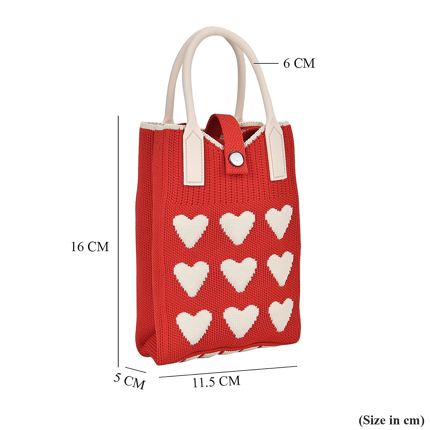 Heart Pattern Crossbody Bag with Handle Drop (Size 11.5x5x16 cm) - Red & White