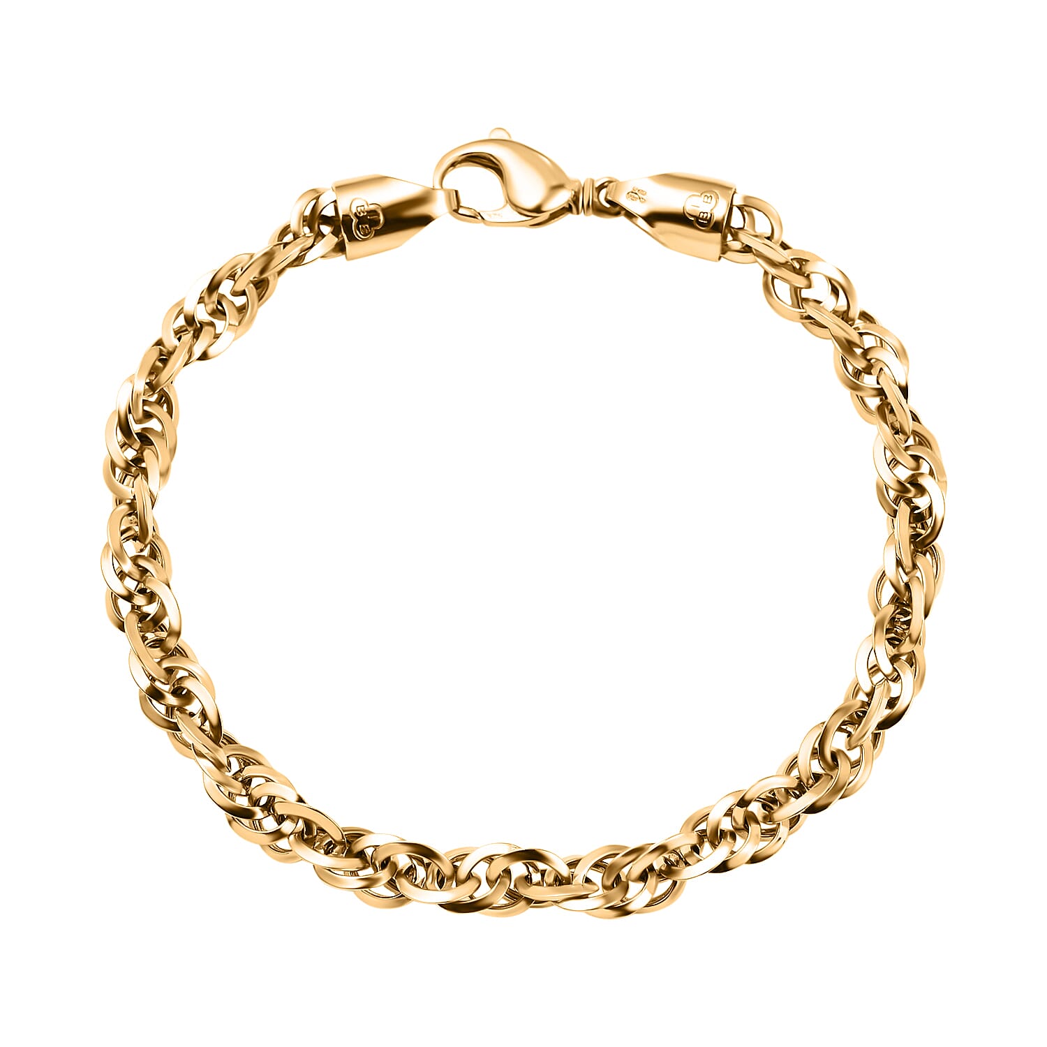 9K Yellow Gold Diamond Cut Prince of Wales Bracelet (Size - 7) 5 Grams