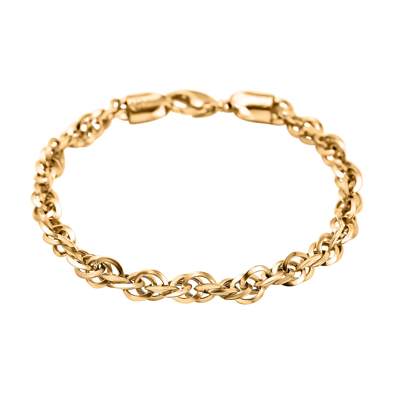 9K Yellow Gold Diamond Cut Prince of Wales Bracelet (Size - 7) 5 Grams