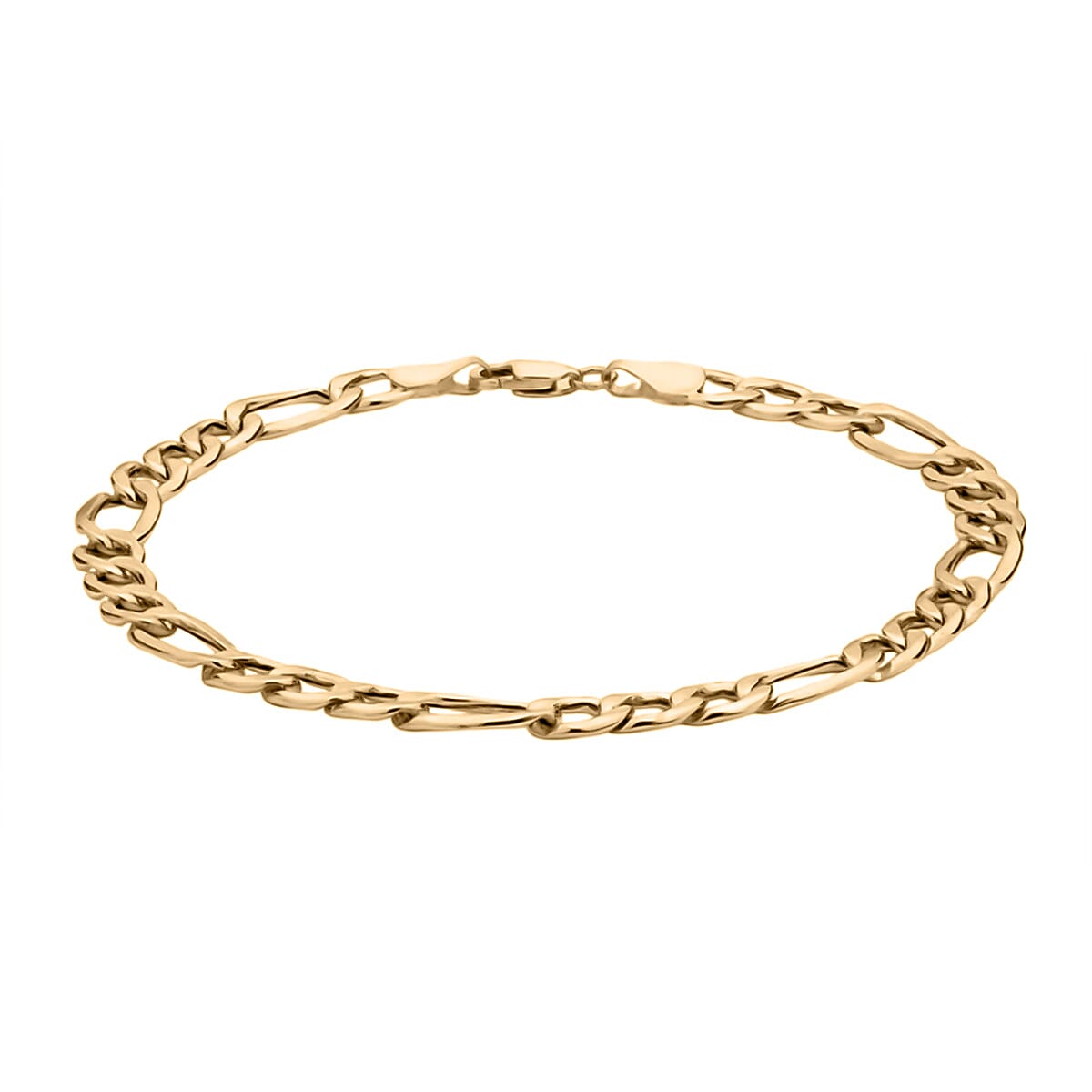 Vicenza Closeout - 9K Yellow Gold Diamond Cut Figaro Bracelet (Size - 7.5)