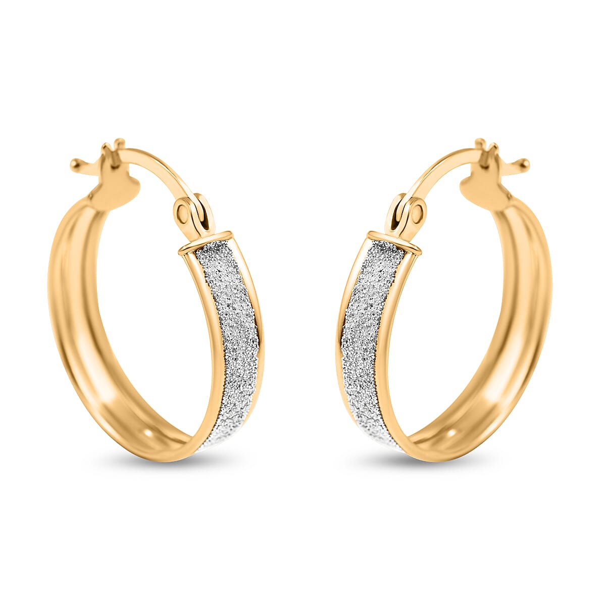 Vicenza Closeout - 9K Yellow Gold Stardust Creole Earrings