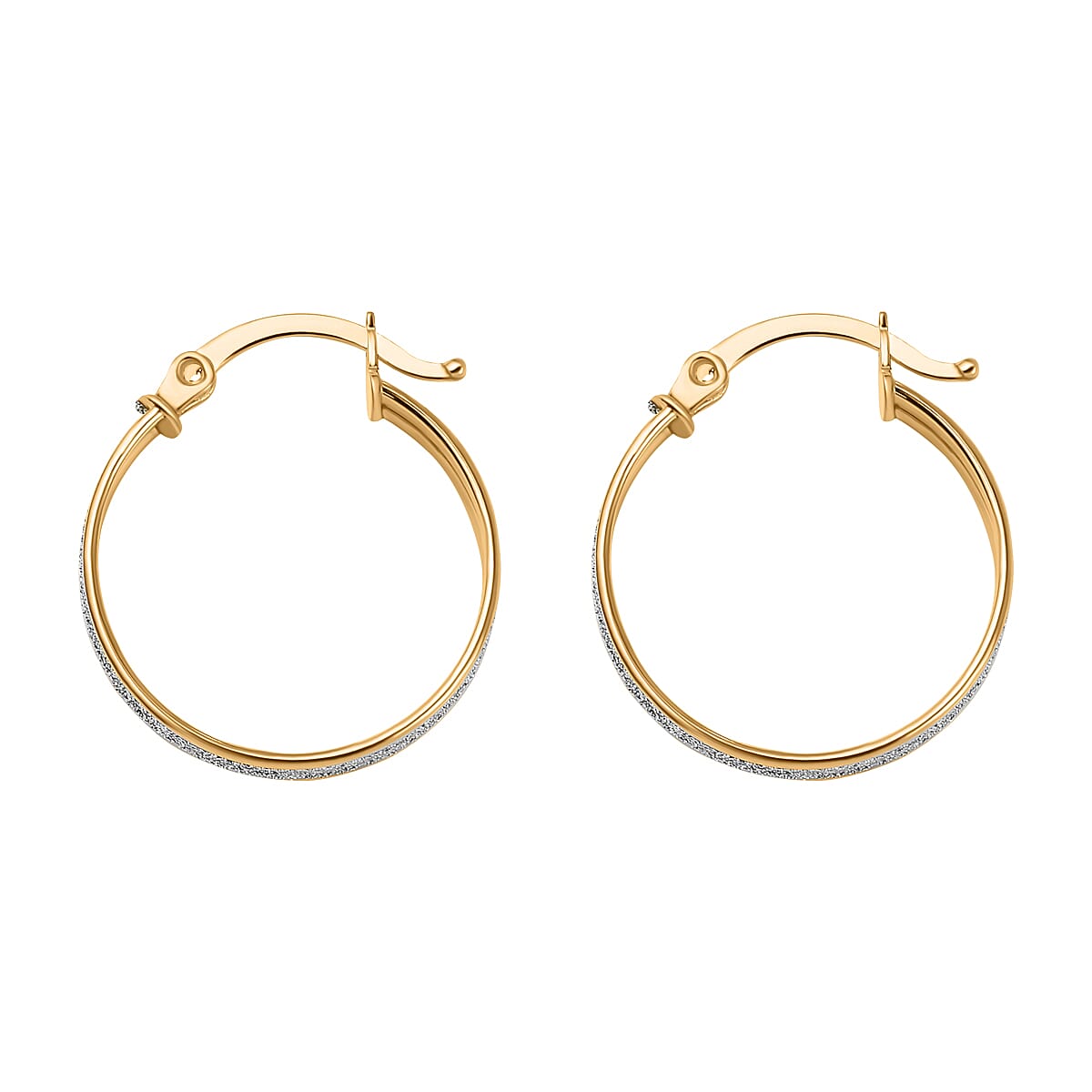 Vicenza Closeout - 9K Yellow Gold Stardust Creole Earrings