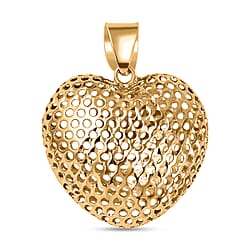 Vicenza Closeout - 9K White Gold Puff Mesh Heart Pendant