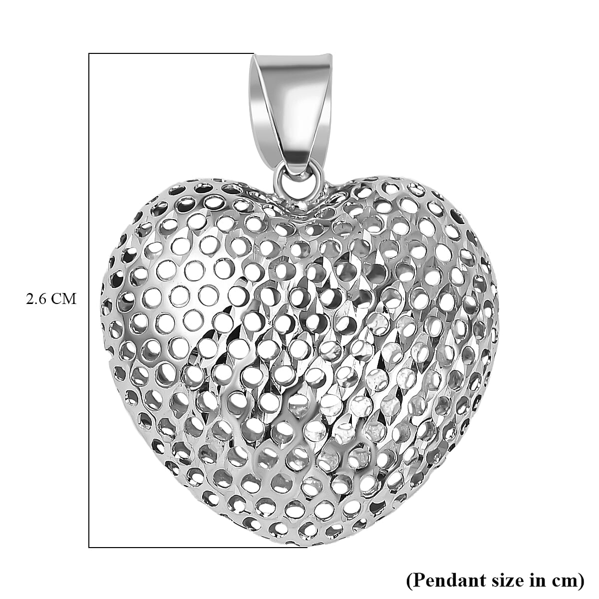 Vicenza Closeout - 9K White Gold Puff Mesh Heart Pendant