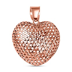 Vicenza Closeout - 9K White Gold Puff Mesh Heart Pendant