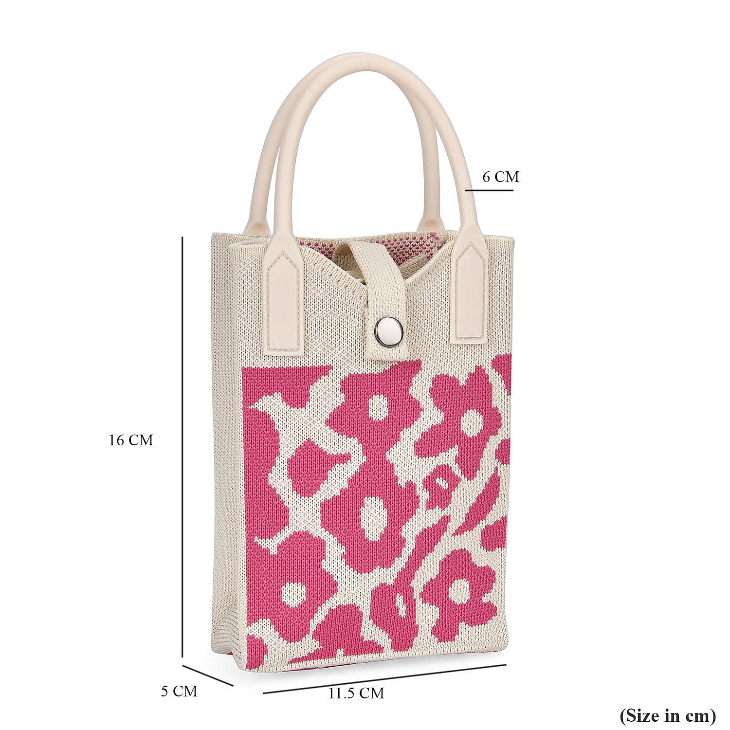 Rose Print Crossbody Bag with Handle Drop (Size 11.5x5x16 cm) - White
