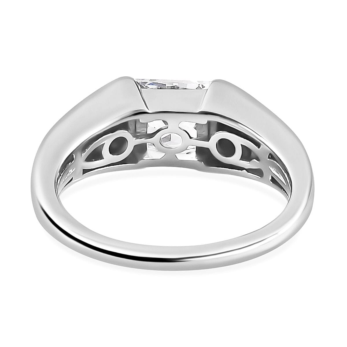 Cubic Zirconia Solitaire Ring in Platinum Overlay Sterling Silver