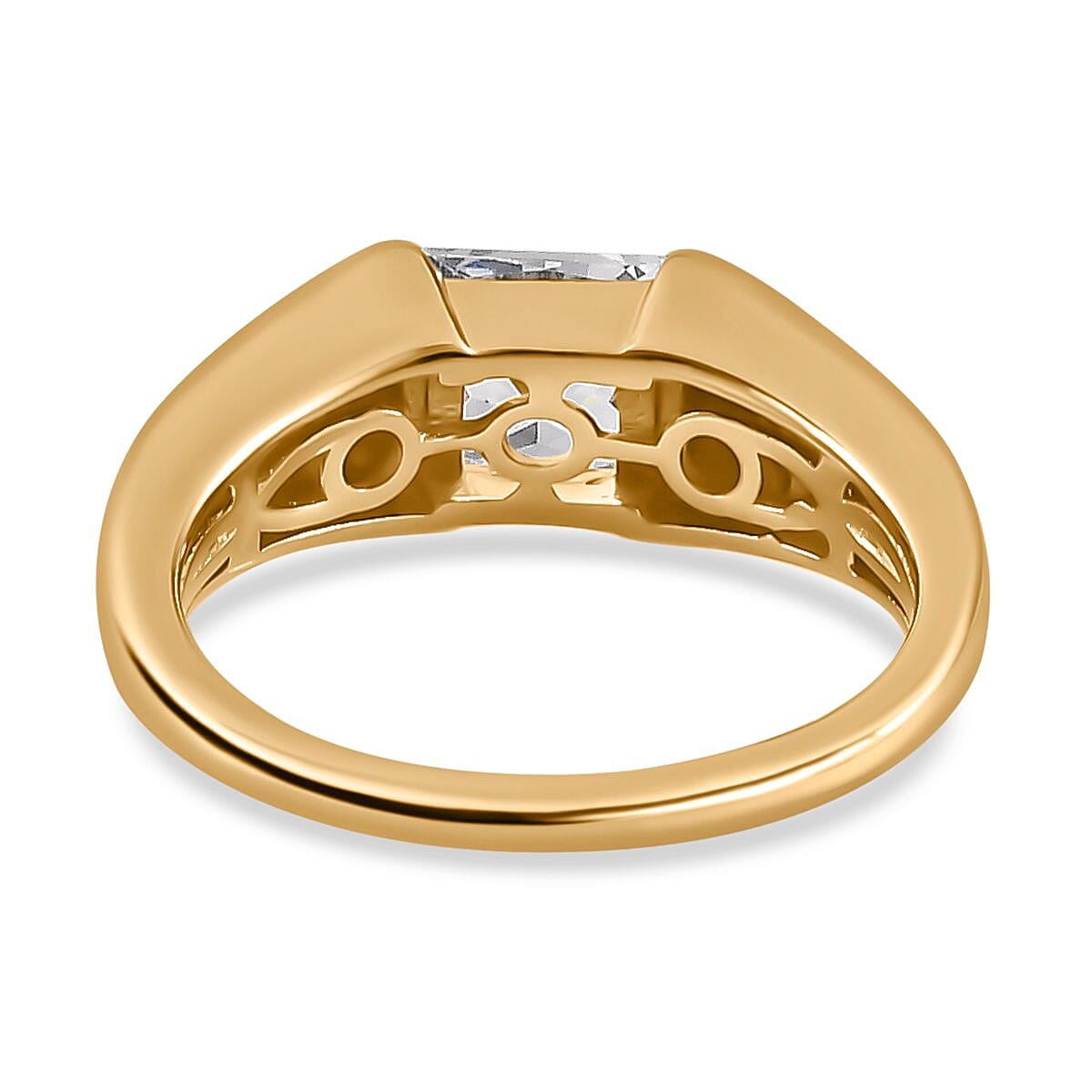 Cubic Zirconia Solitaire Ring in 18K Yellow Gold Vermeil Plated Sterling Silver