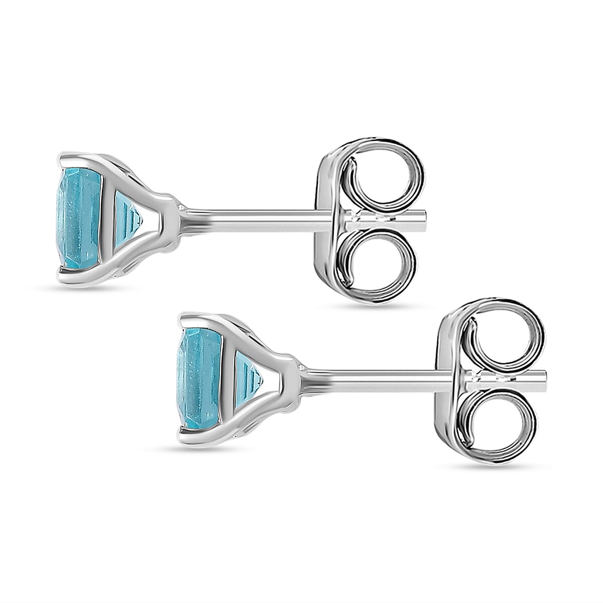 Asscher Cut Blue Apatite Earring in Platinum Overlay Sterling Silver 1.30 Ct.