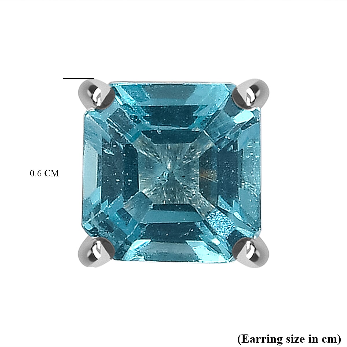 Asscher Cut Blue Apatite Earring in Platinum Overlay Sterling Silver 1.30 Ct.