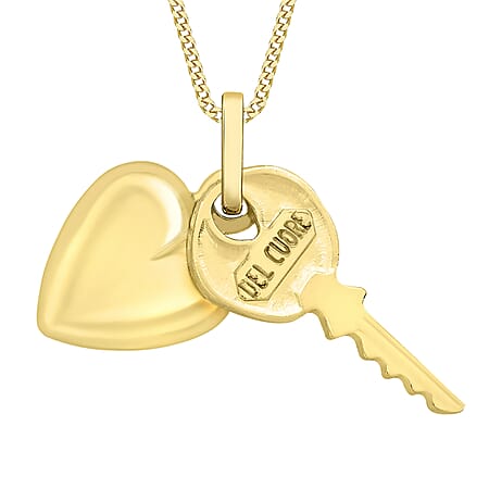 9K Yellow Gold Heart Key Pendant