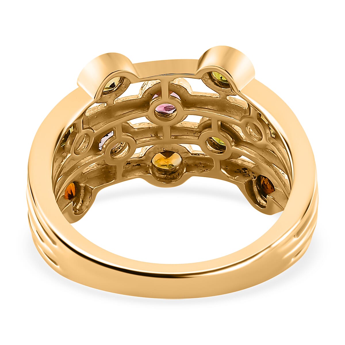 Designer Inspired Multi-Tourmaline Bubble Ring in 18K Yellow Vermeil Sterling Silver Designer Inspired Multi-Tourmaline Bubble Ring in 18K Yellow Vermeil Sterling Silver