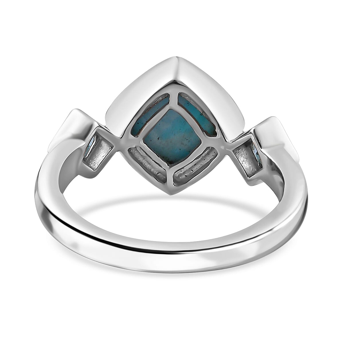 Larimar & Swiss Blue Topaz Ring in Platinum Overlay Sterling Silver 2.44 Ct.