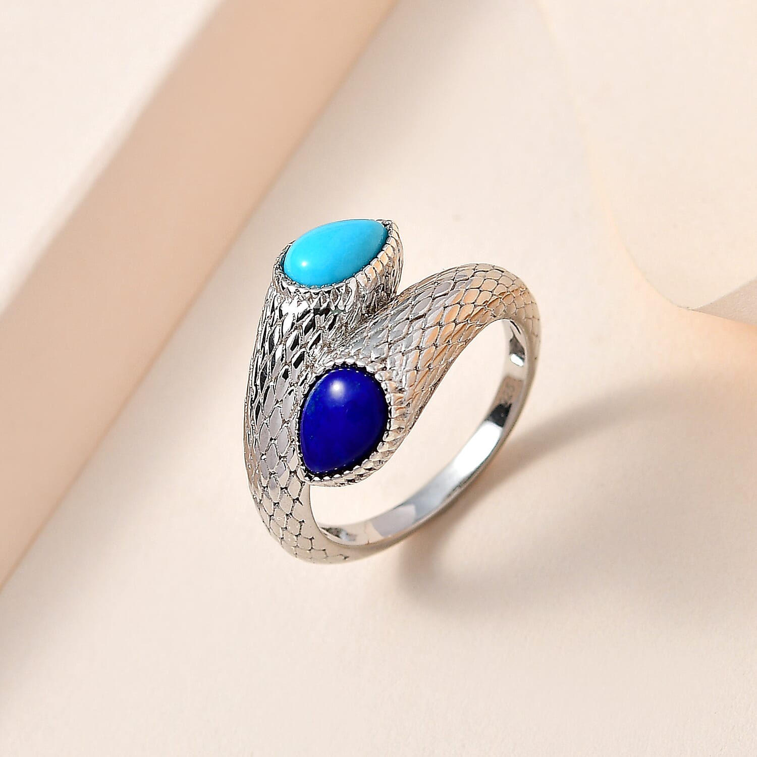 Tucson Special - Arizona Sleeping Beauty Turquoise Bypass Ring in Platinum Overlay Sterling Silver 1.69 Ct.