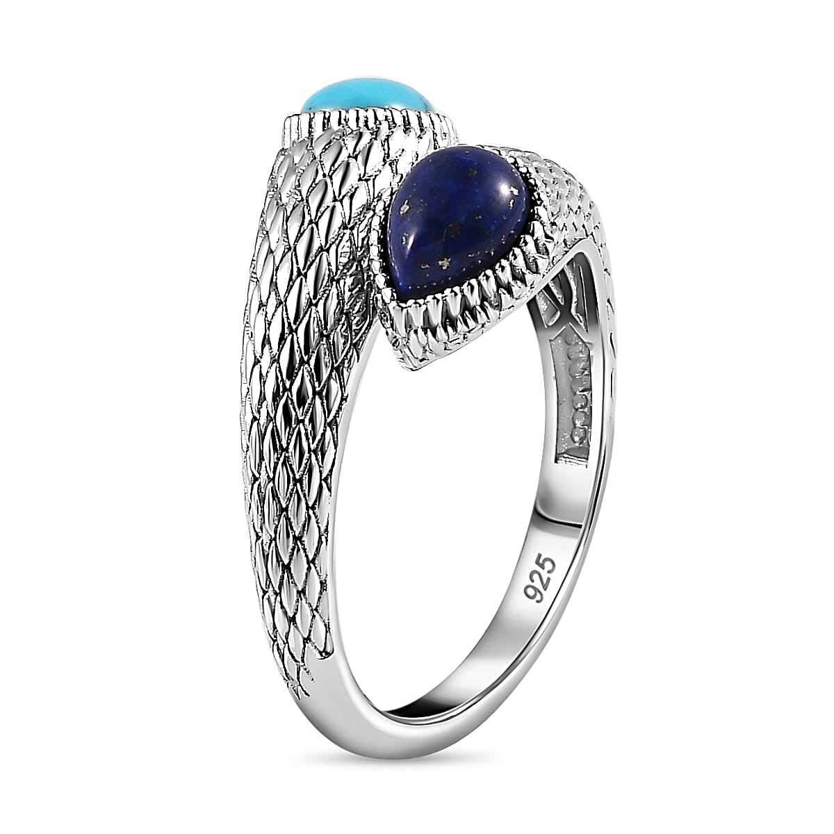 Tucson Special - Arizona Sleeping Beauty Turquoise Bypass Ring in Platinum Overlay Sterling Silver 1.69 Ct.