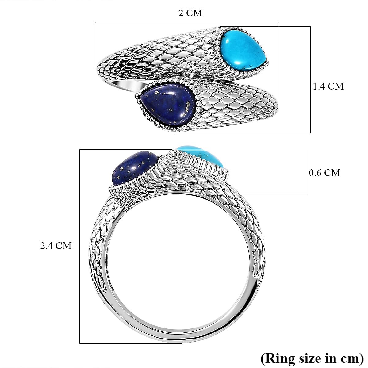 Tucson Special - Arizona Sleeping Beauty Turquoise Bypass Ring in Platinum Overlay Sterling Silver 1.69 Ct.