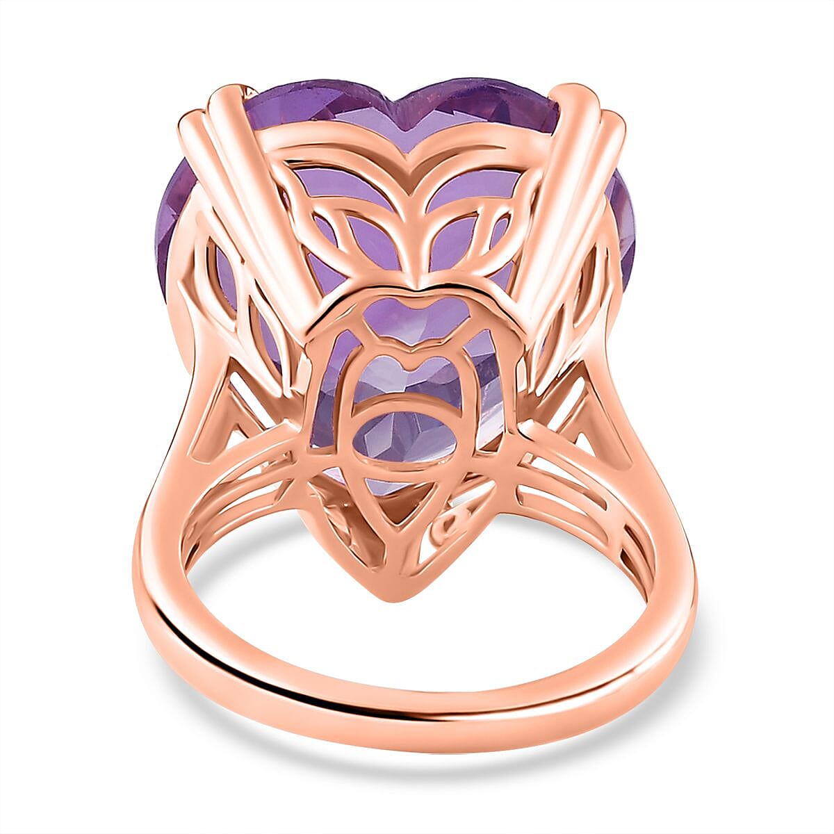 Pink Amethyst Solitaire Ring in 18K Vermeil RG Plated Sterling Silver 17.00 Ct, Silver Wt. 5.92 Gms