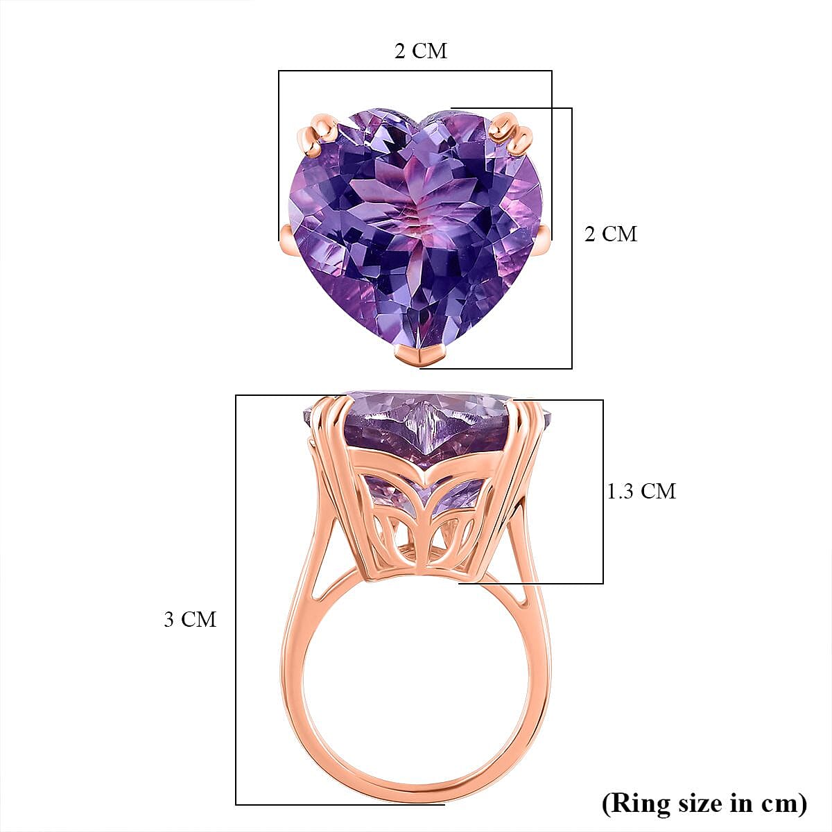 Pink Amethyst Solitaire Ring in 18K Vermeil RG Plated Sterling Silver 17.00 Ct, Silver Wt. 5.92 Gms