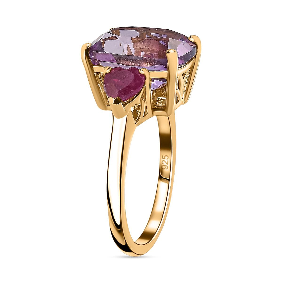 African Amethyst ,  African Ruby  Ring in Vermeil YG Sterling Silver 6.22 ct,  Silver Wt. 5 Gms  6.660  Ct.