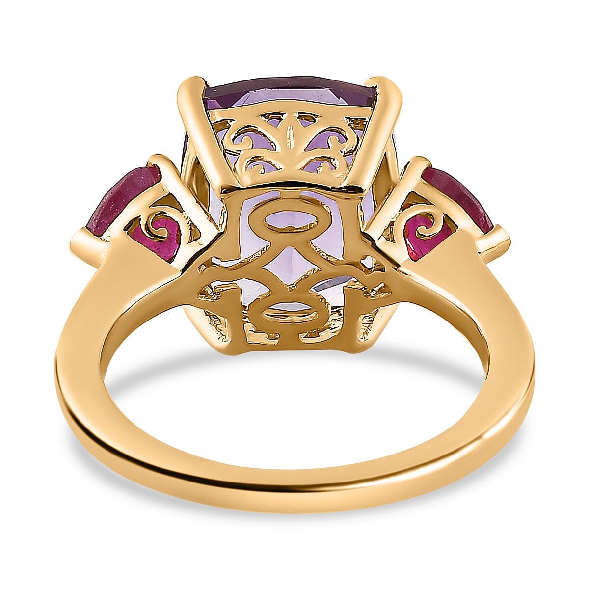 African Amethyst ,  African Ruby  Ring in Vermeil YG Sterling Silver 6.22 ct,  Silver Wt. 5 Gms  6.660  Ct.